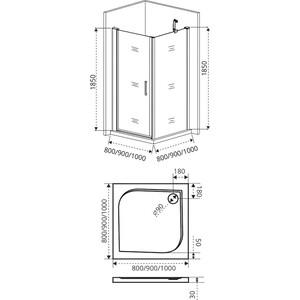 Душевой уголок Good Door Pandora CR 90x90 с поддоном, прозрачный, хром (CR-90-C-CH)