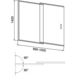 Шторка для ванны Good Door Screen SL-100-C-B 100х140 прозрачная, черный (ПД00117)