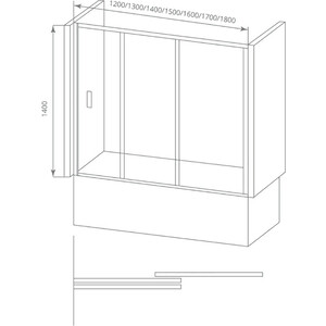 Шторка для ванны Good Door Screen WTW-150-C-CH 150х140 прозрачная, хром (ПД00094)
