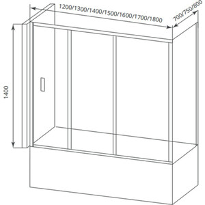 Боковая стенка Good Door Screen SP-80-C-CH 80х140 прозрачная, хром (ПД00105)