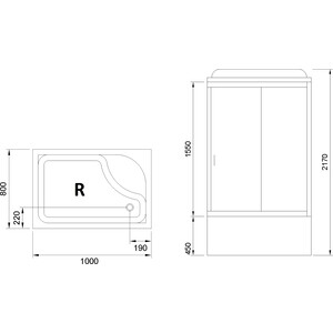 Душевая кабина Royal Bath BP 100х80 правая, стекло черное/прозрачное (RB8100BP5-BT-R)