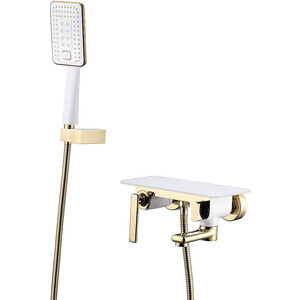 Смеситель для ванны Lemark Mista белый/золото (LM6414WG) стол журнальный мебелик sht ct7 мрамор каррара белый золото
