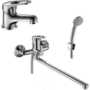 Комплект смесителей Rossinka Silvermix для раковины и ванны, с душем, хром (B35-32, B35-11) смеситель для раковины jacob delafon kumin с гигиеническим душем и донным клапаном e99465 cp
