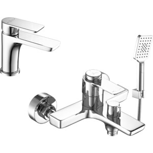 Комплект смесителей Rossinka для раковины и ванны, с ручным душем, хром (RS50-31, RS50-12) смеситель для раковины с гигиеническим душем jacob delafon kumin e99465 cp