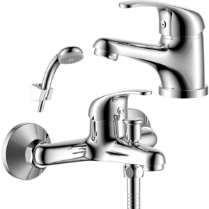 Комплект смесителей Rossinka Silvermix для раковины и ванны, с душем, хром (Y35-31, Y35-11)