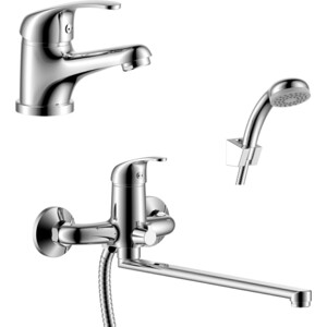 Комплект смесителей Rossinka Silvermix для раковины и ванны, с душем, хром (Y35-32, Y35-11) смеситель для раковины jacob delafon kumin с гигиеническим душем и донным клапаном e99465 cp