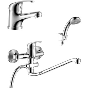 Комплект смесителей Rossinka Silvermix для раковины и ванны, с душем, хром (Y35-35, Y35-11)