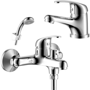 Комплект смесителей Rossinka Silvermix для раковины и ванны, с душем, хром (Y35-30, Y35-11) смеситель для раковины с гигиеническим душем d