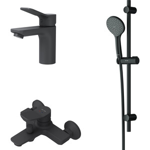 Комплект смесителей Am.Pm Gem с душем, черный (F90A10022, F85A02122, F0190022) комплект смесителей ideal standard