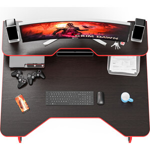 Стол компьютерный с надстройкой Мебельный двор С-МД-СК6-1200Н венге/кромка красная