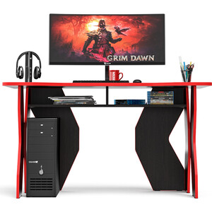 Стол компьютерный Мебельный двор С-МД-СК5-1400 венге/кромка красная