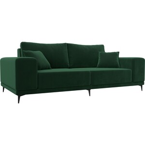 Прямой диван АртМебель Льюес велюр зеленый диван артмебель честер велюр вставка фиолетовая п образный
