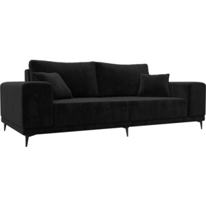 Прямой диван АртМебель Льюес велюр черный диван артмебель честер велюр вставка фиолетовая п образный