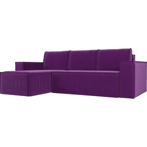 Угловой диван АртМебель Куба микровельвет фиолетовый левый угол ткань 1 м п вилен 280 см фиолетовый