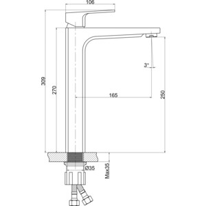 Смеситель для раковины Cersanit Wisla с донным клапаном, хром (63059)