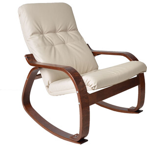 Кресло-качалка Мебелик Сайма экокожа бежевый, каркас вишня (П0004567) скамья для прихожей мебелик с подлокотниками массив каркас орех п0005676