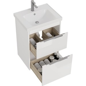 Мебель для ванной Dreja Prime 60 напольная, с ящиками, белый глянец