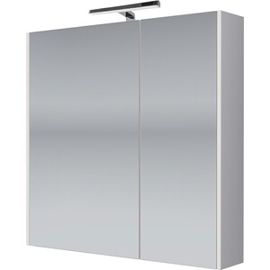 Зеркальный шкаф Dreja Prime 70 с подсветкой, белый глянец (99.9305) зеркальный шкаф emmy вэла 50х60 левый белый wel50bel l
