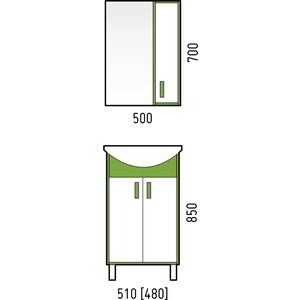 Тумба под раковину Corozo Спектр 50 зеленая/белая (SD-00000684)