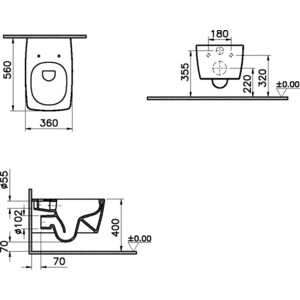 Унитаз подвесной безободковый Vitra Metropole с сиденьем микролифт, черный (7672B083-0101, 122-083-009)