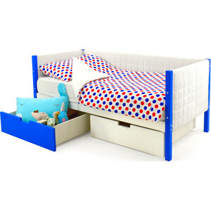Детская кровать-тахта Бельмарко мягкая Svogen сине-белый + ящики 1 синий, 1 белый