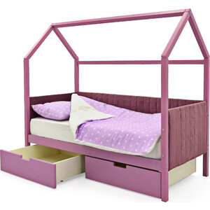 Детская кровать-домик Бельмарко мягкий Svogen лаванда + ящики 2 шт