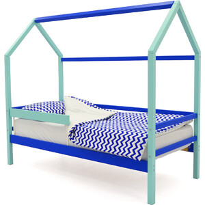Бельмарко Детская кровать-домик Svogen мятно-синий + бортик ограждение