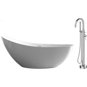 Акриловая ванна Abber 185x80 со смесителем, отдельностоящая (AB9233, F7514100) акриловая ванна abber 160х80 отдельностоящая ab9224 1 6