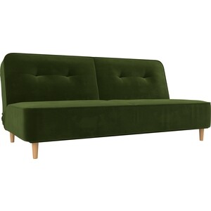 Прямой диван-книжка АртМебель Потрленд микровельвет зеленый прямой диван книжка артмебель вест велюр зеленый