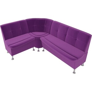 Кухонный угловой диван АртМебель Феникс микровельвет фиолетовый левый угол