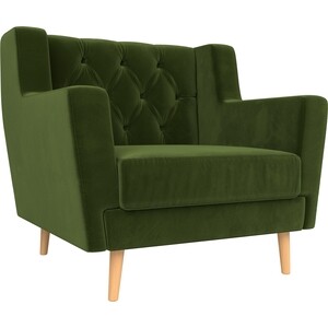 Кресло АртМебель Брайтон Люкс микровельвет зеленый кресло артмебель брайтон люкс велюр серый