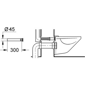 Удлинение смывной трубы Grohe 300 мм (37105K00)