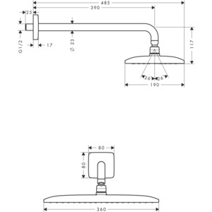 Верхний душ с кронштейном Hansgrohe Raindance E 360 (27376000) Вид№2