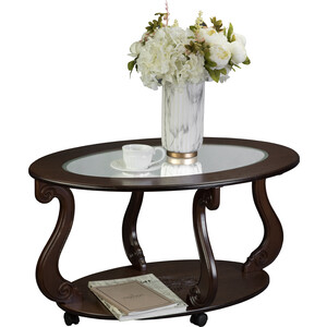 Стол журнальный Мебелик Овация (С) на колесах темно-коричневый (П0004860) стол журнальный мебелик берже 3с тёмно коричневый 882