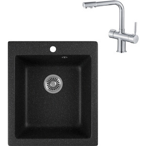 

Кухонная мойка и смеситель GreenStone GRS-17-308 Haiba HB70088 с сифоном, черная, GRS-17-308 Haiba HB70088 с сифоном, черная