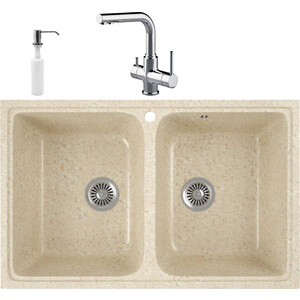 

Кухонная мойка и смеситель GreenStone GRS-15-328 Lemark Comfort LM3061C с сифоном и дозатором, бежевая, GRS-15-328 Lemark Comfort LM3061C с сифоном и дозатором, бежевая