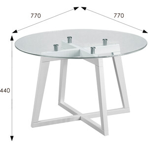 Стол журнальный Мебелик Рилле 445 белый, стекло прозрачное (круг) (П0004921)
