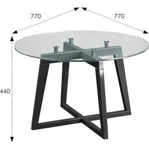 Стол журнальный Мебелик Рилле 445 серый графит, стекло прозрачное (круг) (П0004922)