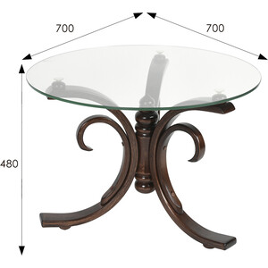 Стол журнальный Мебелик Миледи темно-коричневый, прозрачное (П0005026)