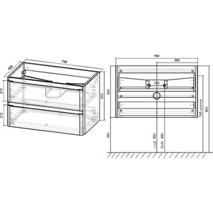 Тумба под раковину Vincea Vico 79х46,6 V.Oak (VMC-2V800VO)