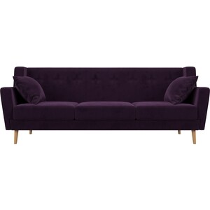 Кухонный прямой диван АртМебель Брайтон 3-х местный велюр фиолетовый