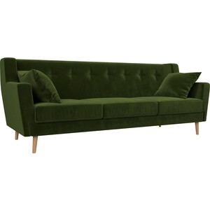 Кухонный прямой диван АртМебель Брайтон 3-х местный микровельвет зеленый кресло артмебель норден микровельвет зеленый