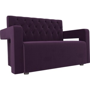 Прямой диван АртМебель Рамос Люкс 2-х местный велюр фиолетовый