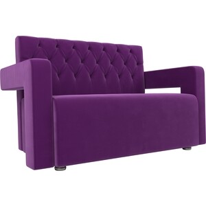 Прямой диван АртМебель Рамос Люкс 2-х местный микровельвет фиолетовый