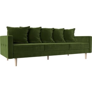 Прямой диван АртМебель Картес микровельвет зеленый