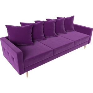 Прямой диван АртМебель Картес микровельвет фиолетовый