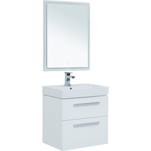 Мебель для ванной Aquanet Nova 60 2 ящика, белый глянец зеркало aquanet nova lite 90 с подсветкой белый глянец 242264