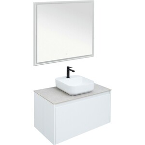 Мебель для ванной Aquanet Nova Lite 90 один ящик, белый глянец/серая зеркальный шкаф vigo nova 500 белый 4640027142626