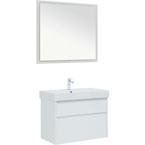 Мебель для ванной Aquanet Nova Lite 85 два ящика, белый глянец зеркало aquanet nova lite 90 белый led 00242264