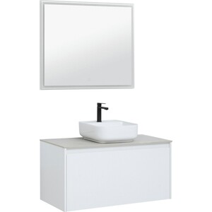 Мебель для ванной Aquanet Nova Lite 100 один ящик, белый глянец/серая зеркало aquanet nova lite 90 белый led 00242264